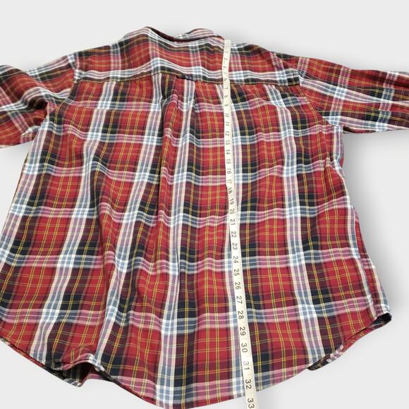 Chaps Ralph Lauren Madras Plaid Button Down Shirt XL Red Pocket Preppy Western - Picture 12 of 12